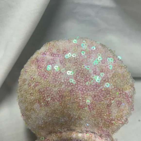 Disney Parks Sequin Headband Shimmery Mouse Ears White Light Pink Sequins - Picture 7 of 9